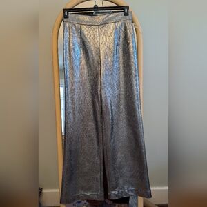 Hutch Metallic Silver Wide-Leg Pants